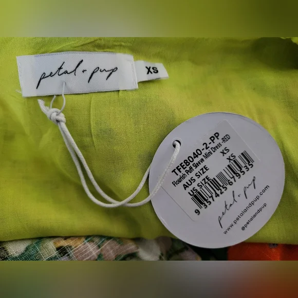 Petal & Pup Flourish Puff Sleeve Mini Wrap Dress Size XS New - Picture 7 of 8